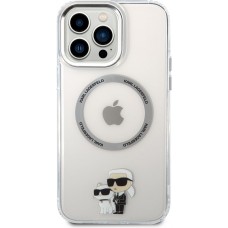 iPhone 13 Pro Max Case Hülle - Karl Lagerfeld und Choupette duo gel rigide mit MagSafe in silber - Transparent