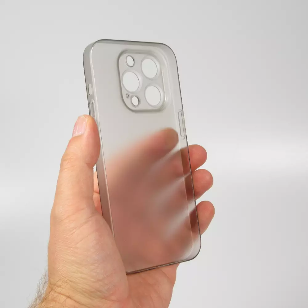 Coque iPhone 14 Pro Max - plastique ultra fin semi-transparent mat - Gris