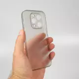 Coque iPhone 14 Pro Max - plastique ultra fin semi-transparent mat - Gris