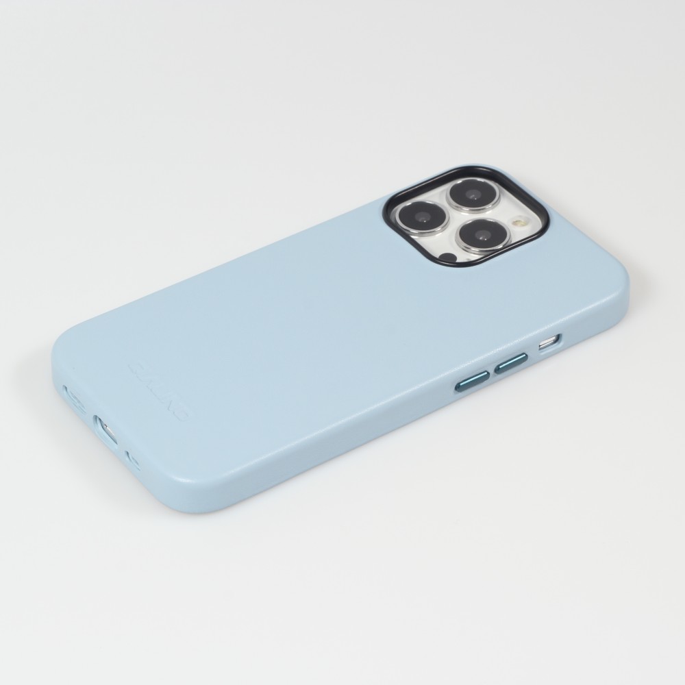 Coque iPhone 13 Pro Max - Qialino cuir véritable (compatible MagSafe) - Bleu clair