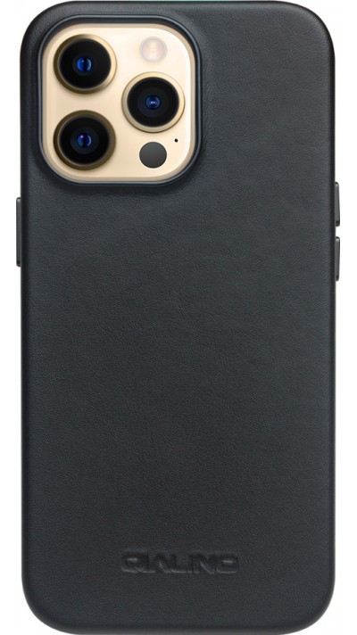 iPhone 13 Pro Case Hülle - Qialino Echtleder (MagSafe kompatibel) - Schwarz