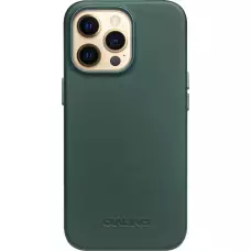 Coque iPhone 13 Pro Max - Qialino cuir véritable (compatible MagSafe) - Vert