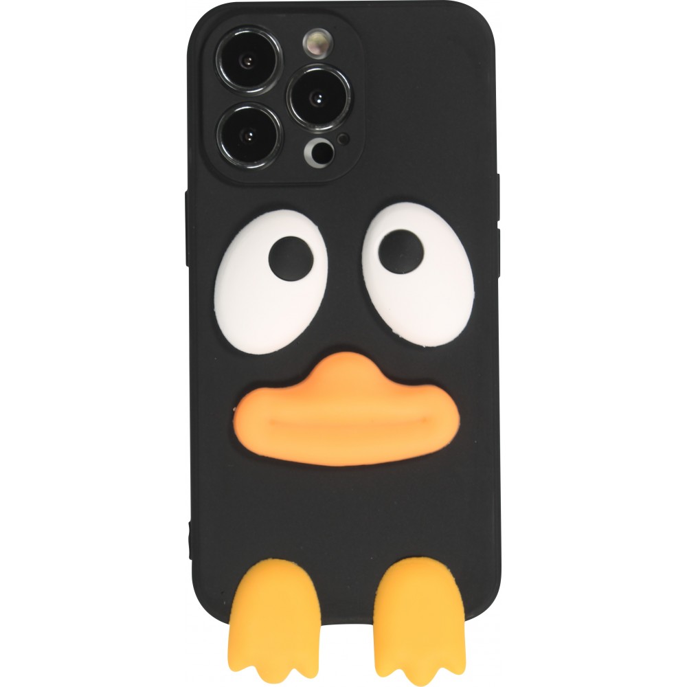 iPhone 13 Pro Max Case Hülle - 3D-Silikon Ente - Schwarz