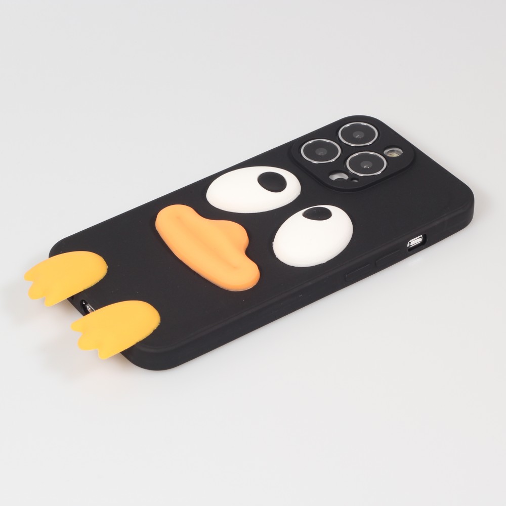 iPhone 13 Pro Max Case Hülle - 3D-Silikon Ente - Schwarz