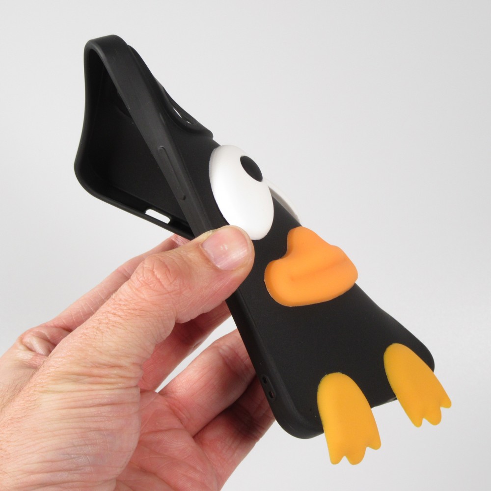 iPhone 13 Pro Max Case Hülle - 3D-Silikon Ente - Schwarz