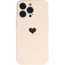 iPhone 16 Pro Case Hülle - Silikon Mat Herz gold - Beige