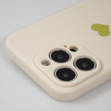 iPhone 16 Pro Case Hülle - Silikon Mat Herz gold - Beige