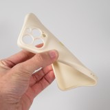 iPhone 16 Pro Case Hülle - Silikon Mat Herz gold - Beige