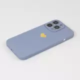 Coque iPhone 16 Pro - Silicone Mat Coeur doré - Bleu