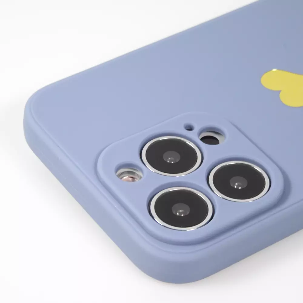 Coque iPhone 16 Pro - Silicone Mat Coeur doré - Bleu