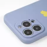 Coque iPhone 16 Pro - Silicone Mat Coeur doré - Bleu
