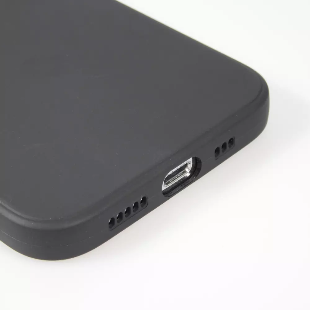Coque iPhone 16 Pro - Silicone Mat Coeur doré - Noir