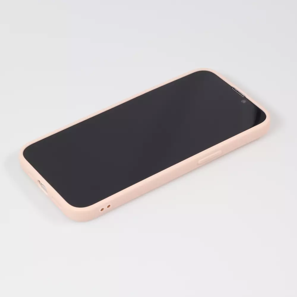 Coque iPhone 16 Pro - Silicone Mat Coeur doré - Rose