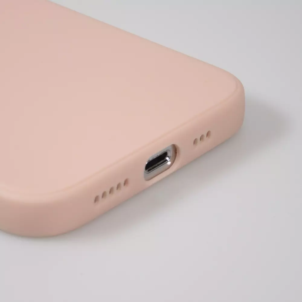 Coque iPhone 16 Pro - Silicone Mat Coeur doré - Rose