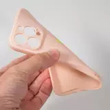 Coque iPhone 16 Pro - Silicone Mat Coeur doré - Rose