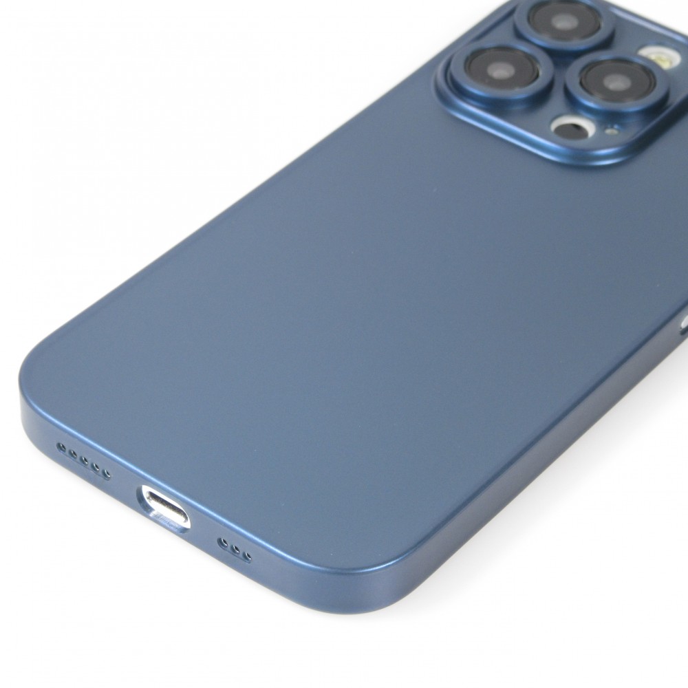 Coque iPhone 14 Pro Max - plastique ultra fin semi-transparent mat - Bleu