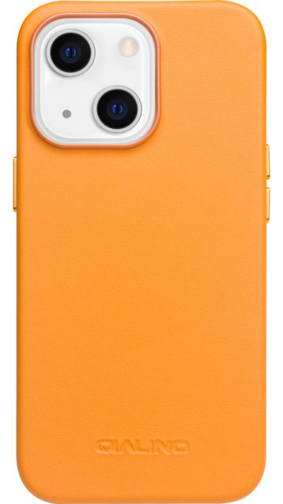 iPhone 14 Case Hülle - Qialino Echtleder (MagSafe kompatibel) - Orange