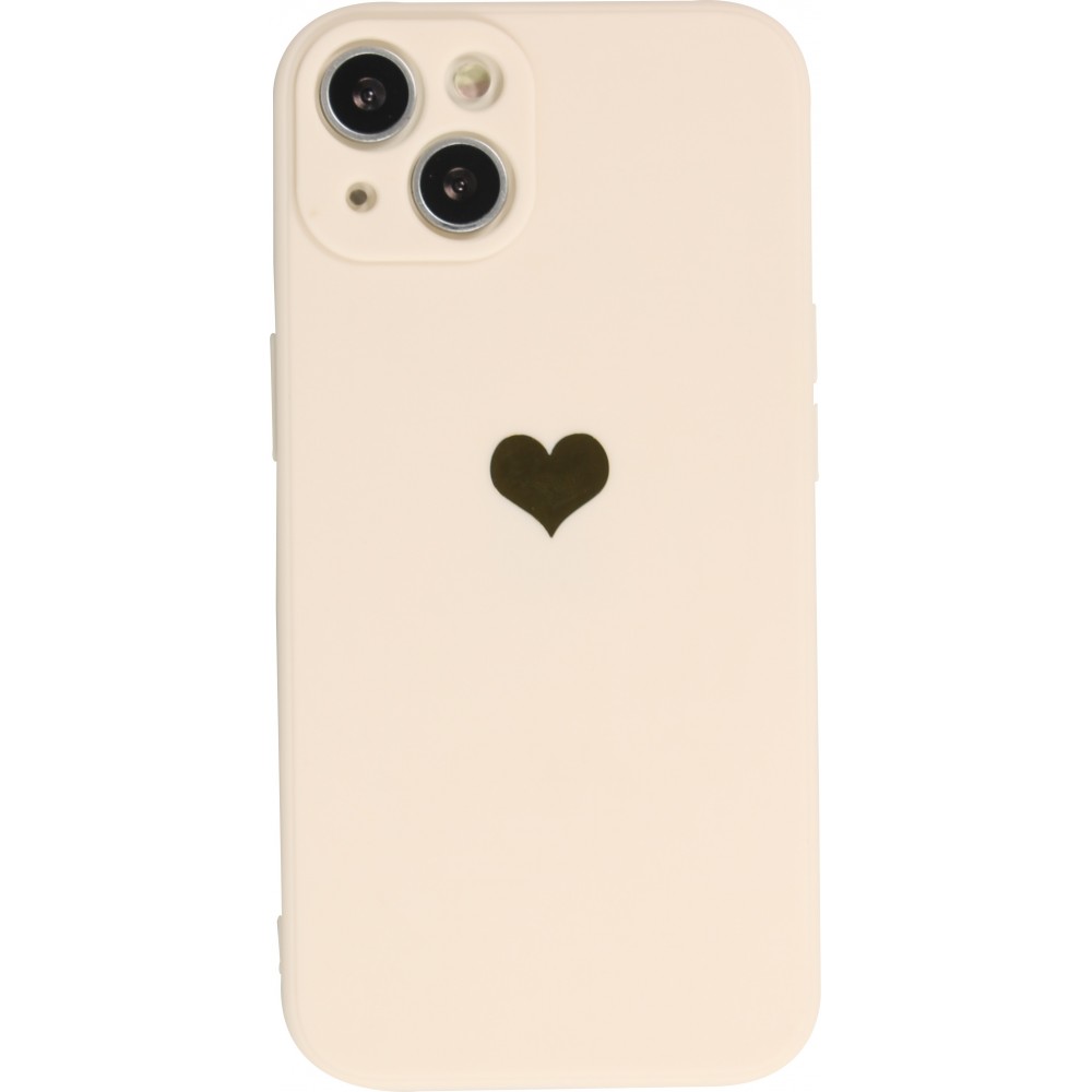 iPhone 16e Case Hülle - Silikon Mat Herz gold - Beige