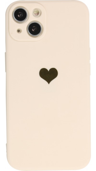iPhone 16e Case Hülle - Silikon Mat Herz gold - Beige