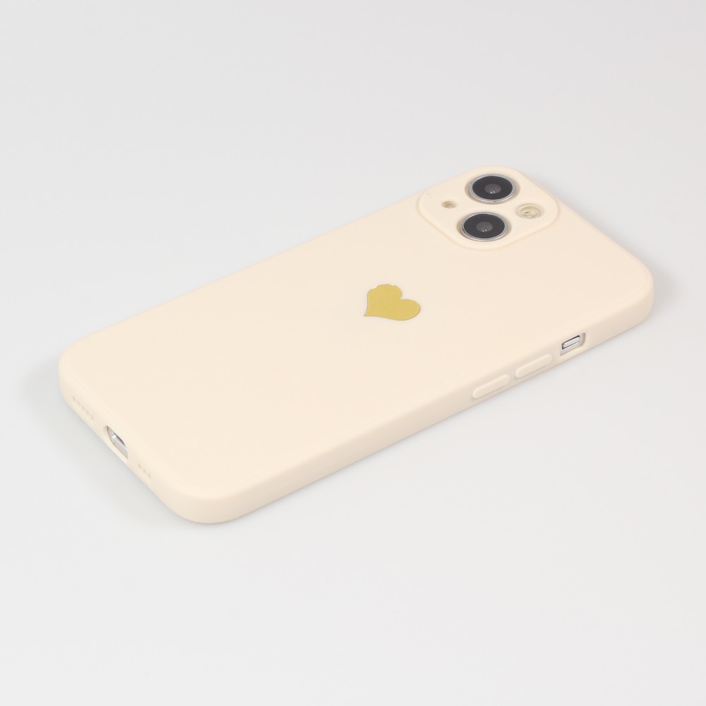 iPhone 16e Case Hülle - Silikon Mat Herz gold - Beige