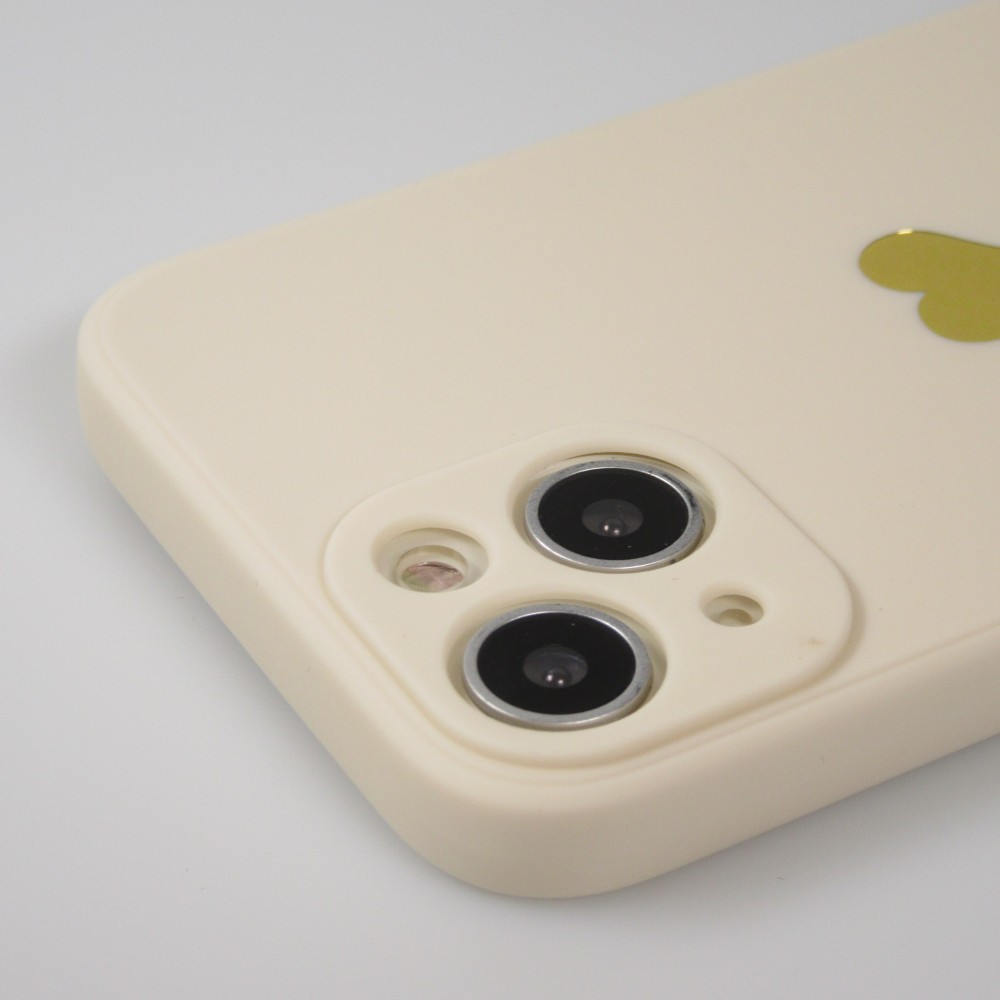 iPhone 16e Case Hülle - Silikon Mat Herz gold - Beige