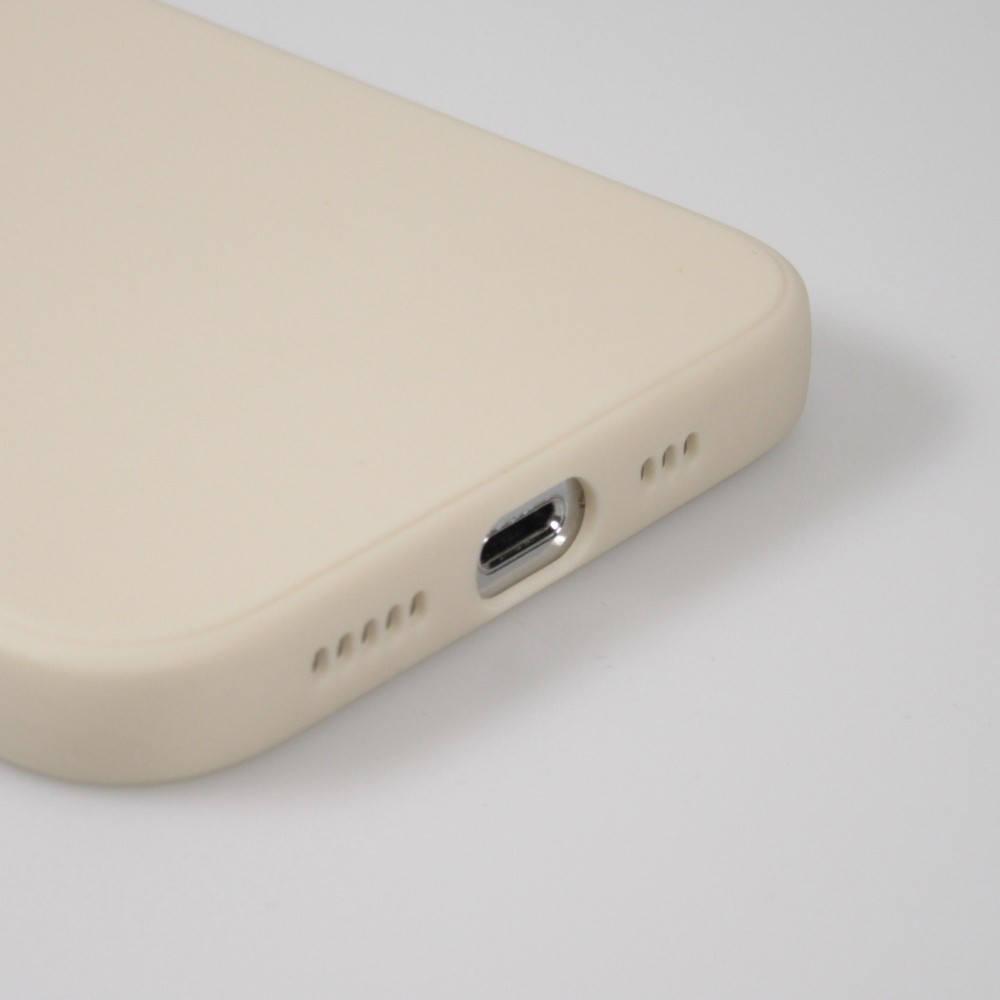 iPhone 16e Case Hülle - Silikon Mat Herz gold - Beige