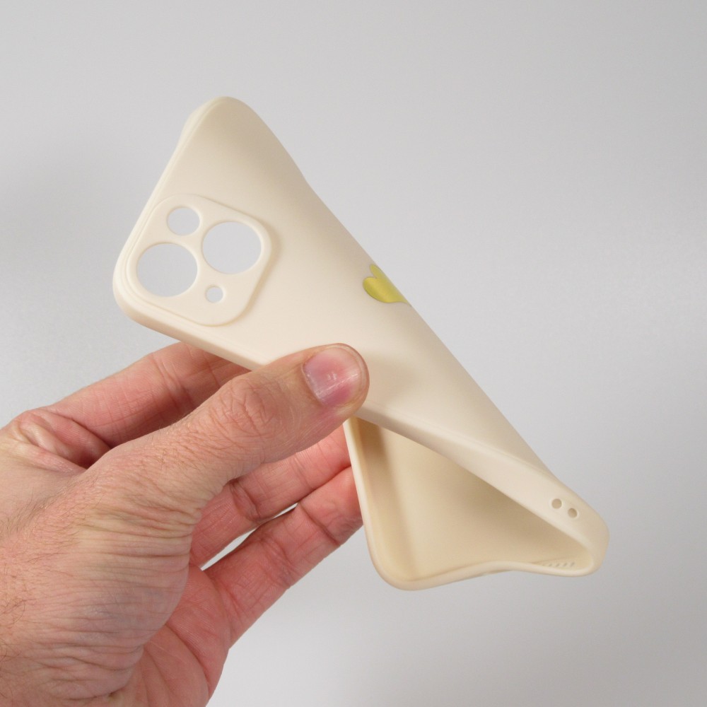 iPhone 16e Case Hülle - Silikon Mat Herz gold - Beige