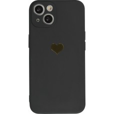 iPhone 16e Case Hülle - Silikon Mat Herz gold - Schwarz