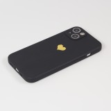 iPhone 16e Case Hülle - Silikon Mat Herz gold - Schwarz
