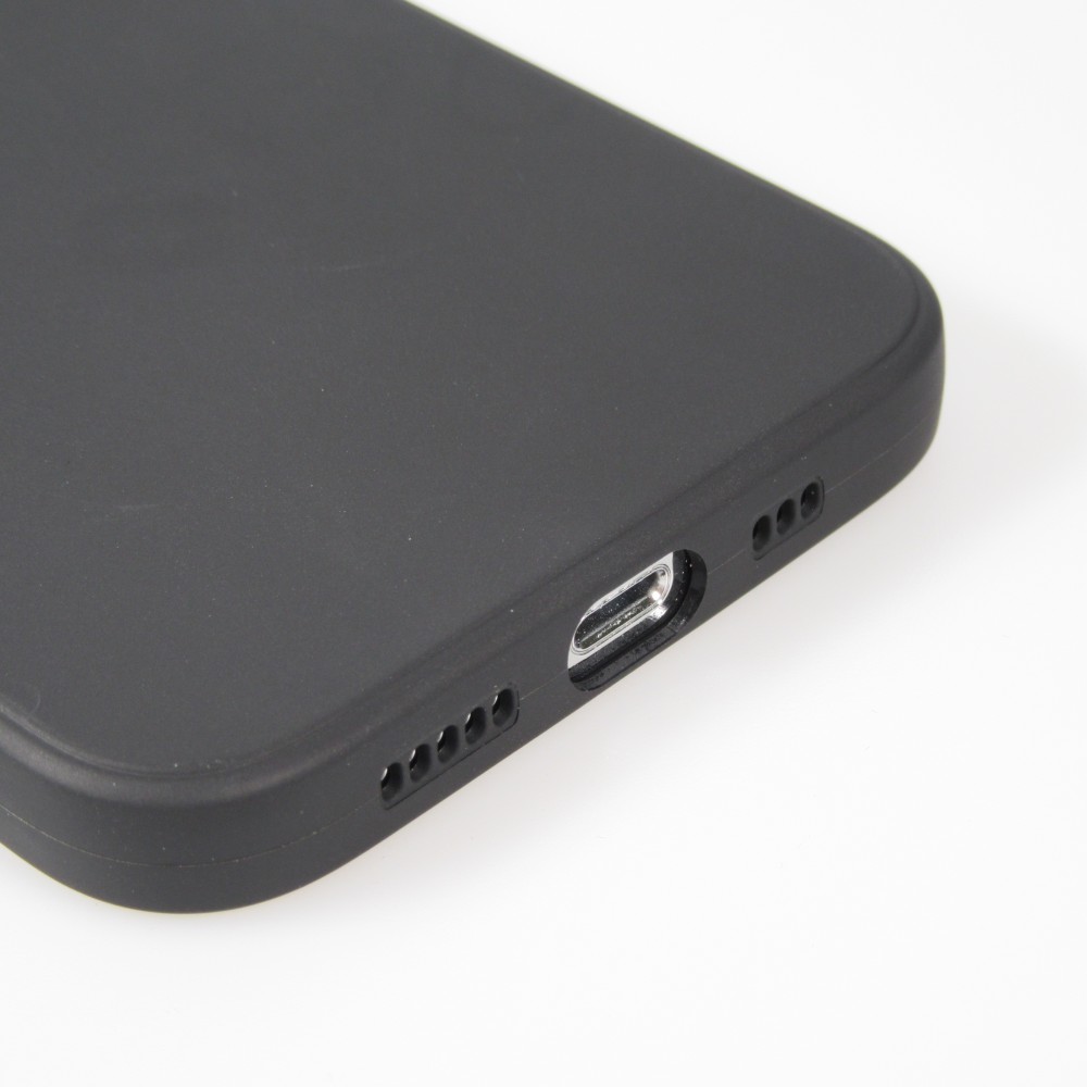 iPhone 16e Case Hülle - Silikon Mat Herz gold - Schwarz