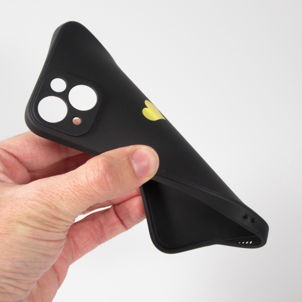 iPhone 16e Case Hülle - Silikon Mat Herz gold - Schwarz