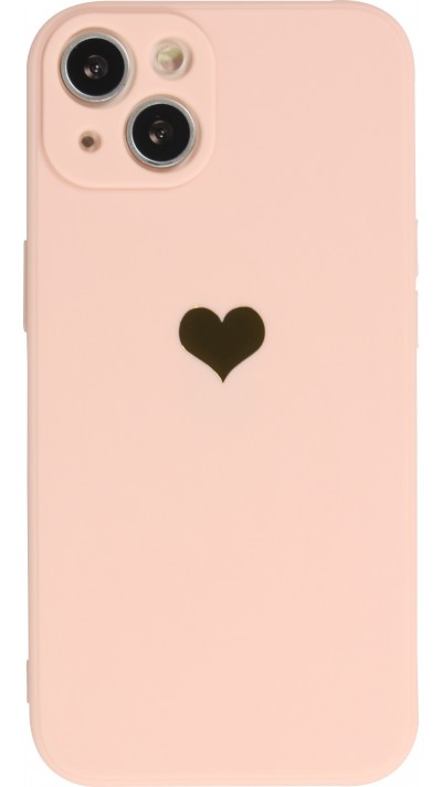 iPhone 14 Plus Case Hülle - Silikon Mat Herz gold - Rosa