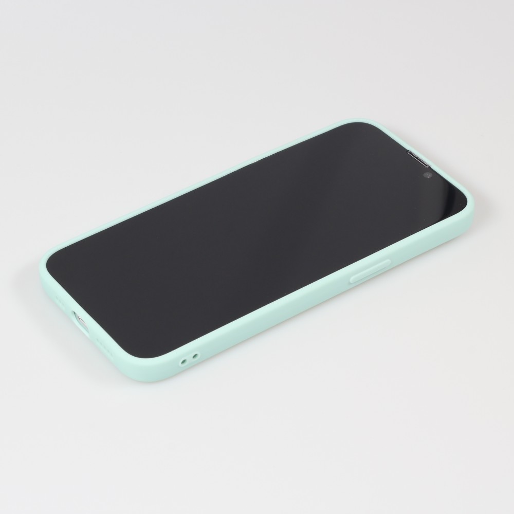 iPhone 16e Case Hülle - Silikon Mat Herz gold - Türkis