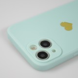 iPhone 16e Case Hülle - Silikon Mat Herz gold - Türkis