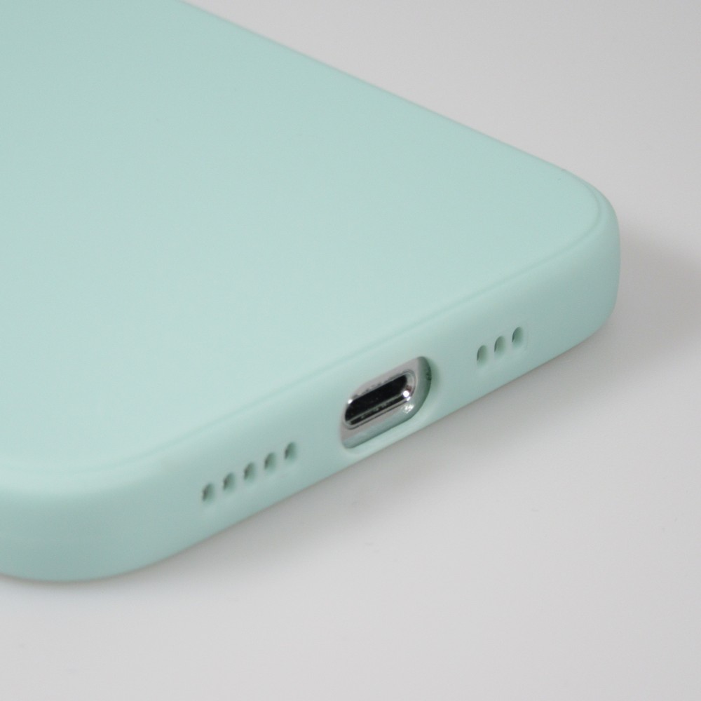 iPhone 16e Case Hülle - Silikon Mat Herz gold - Türkis