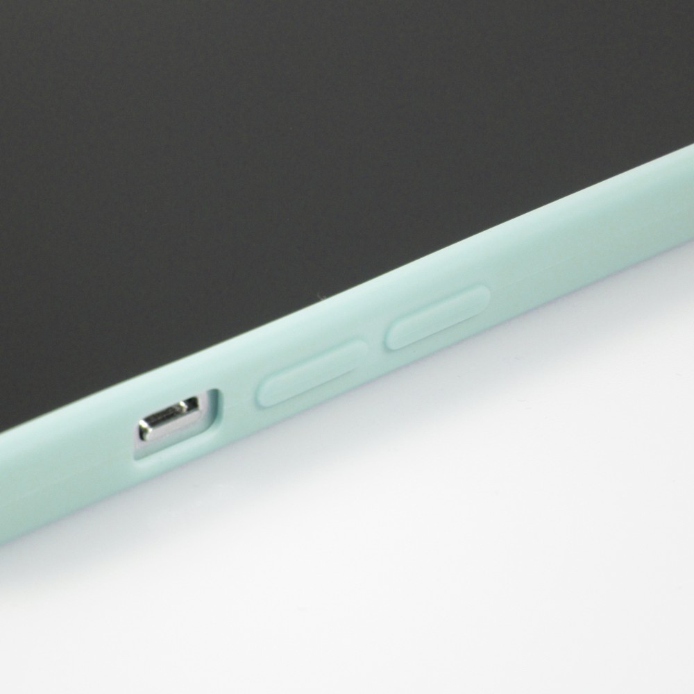 iPhone 16e Case Hülle - Silikon Mat Herz gold - Türkis
