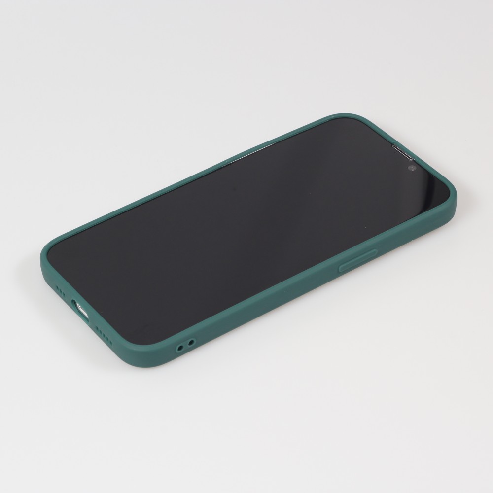 iPhone 16e Case Hülle - Silikon Mat Herz gold - Dunkelgrün