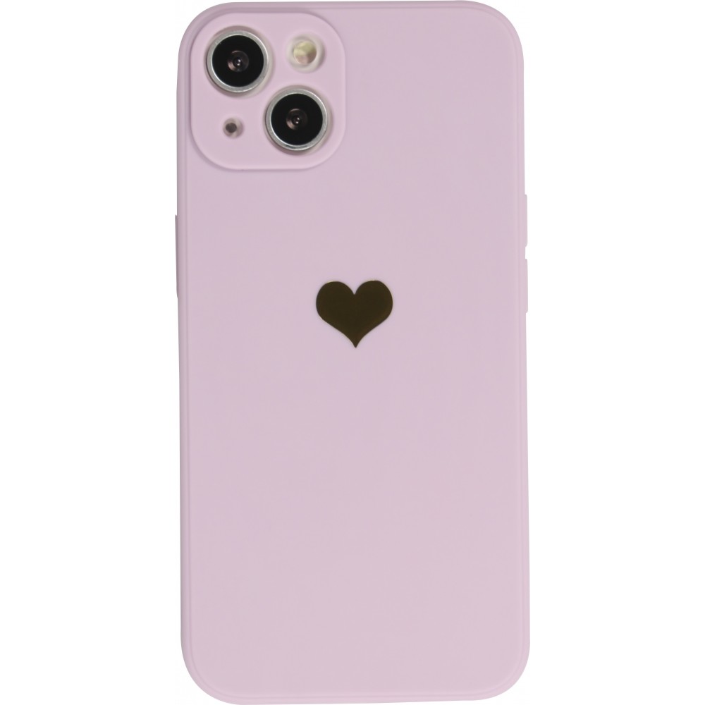iPhone 16e Case Hülle - Silikon Mat Herz gold - Violett
