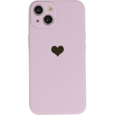 iPhone 16e Case Hülle - Silikon Mat Herz gold - Violett