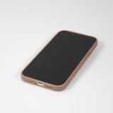 iPhone 16 Plus Case Hülle - Silikon matt Herzdesign gold - Braun