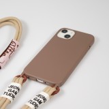 iPhone 7 / 8 / SE (2020, 2022) Case Hülle - Silikon Fashion Jeong Gam Studio Laugh Often mit Umhängeseil - Braun