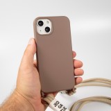 iPhone 7 / 8 / SE (2020, 2022) Case Hülle - Silikon Fashion Jeong Gam Studio Laugh Often mit Umhängeseil - Braun