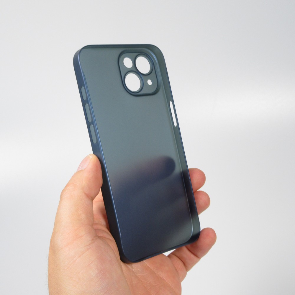 iPhone 14 Case Hülle - Plastik ultra dünn semi-transparent matt - Blau