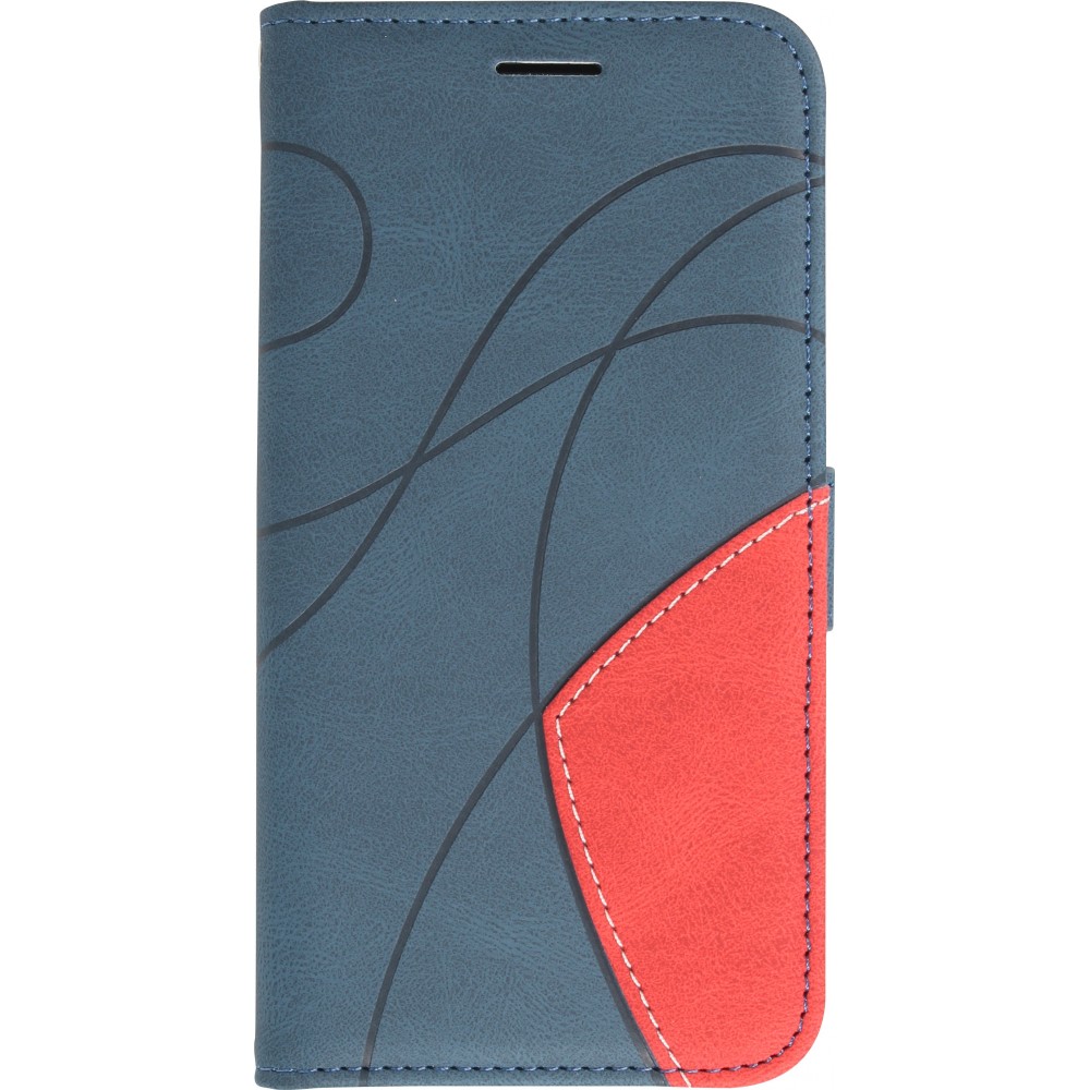 iPhone 15 Case Hülle - Flip classical elegant fine lines - Blau