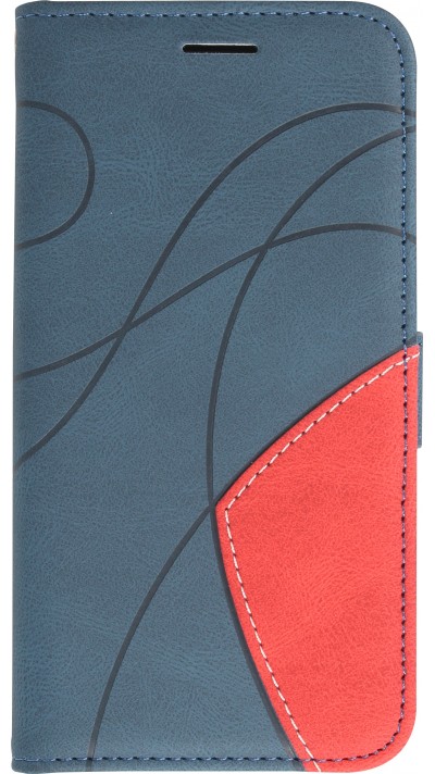 iPhone 15 Case Hülle - Flip classical elegant fine lines - Blau