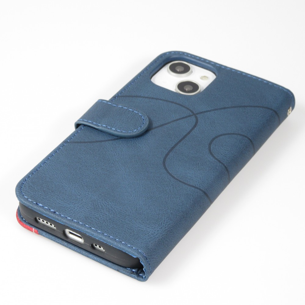 iPhone 15 Case Hülle - Flip classical elegant fine lines - Blau