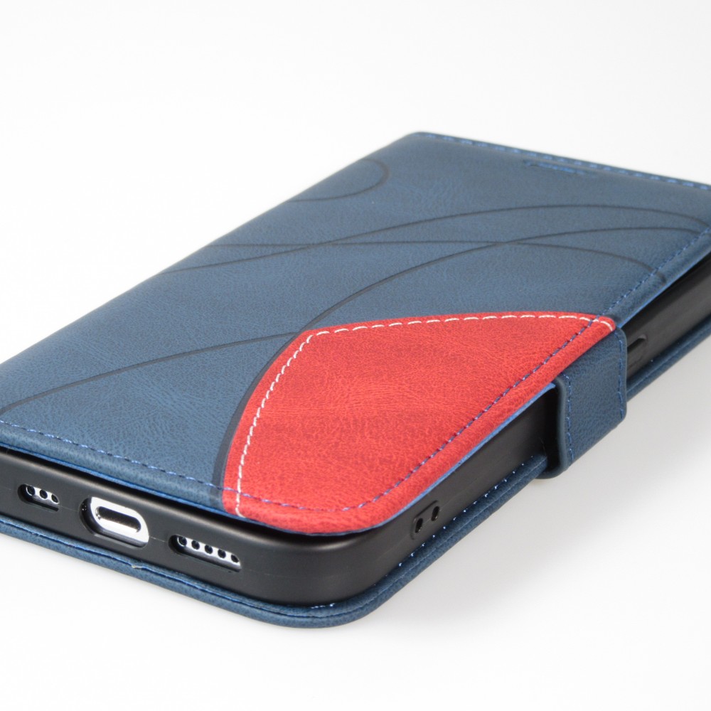 iPhone 15 Case Hülle - Flip classical elegant fine lines - Blau