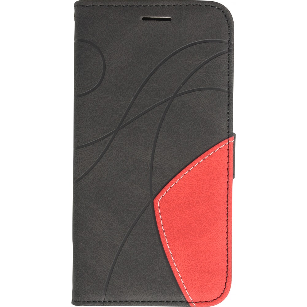 iPhone 15 Case Hülle - Flip classical elegant fine lines - Schwarz