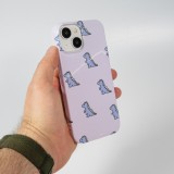 iPhone 14 Case Hülle - Gel starr hart - Kleiner Dinosaurier - Hellviolett