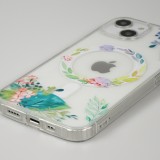 iPhone 16e Case Hülle - Gummi Silikon steif mit MagSafe Frühlings Blumen - Transparent